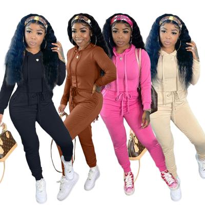 China Sustainable Casual Hooded Sweatsuit Set Women Two Piece Pants Teams Tracksuit Women Sportswear 2 Piece Tracksuit Set Wholesale for sale