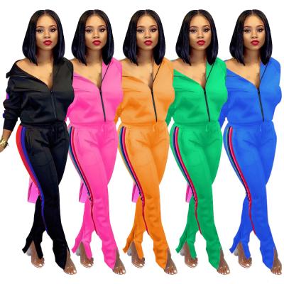 China Breathable Zipper Jacket 2 Piece Pants Set Women Sportswear Tracksuits Rocket Pants Women Sweatsuit Autumn Two Piece Set Clothing for sale