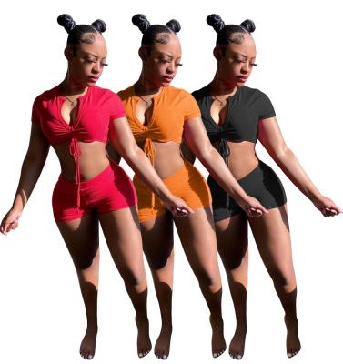 China 2021 Womens Anti-Static 2 Piece Set Clothing Bodycon Women Tube Tops Tracksuits T-shirts Pants Pants Sets 2 Piece Biker Short Sets for sale