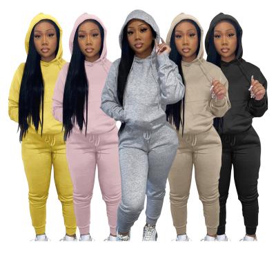 China 2021 Anti-Static Women's Hood Two Piece Pant Set Autumn Winter Clothing Suits 2 Piece Pant Pants Set Trotters Sweatsuits Tracksuits for sale