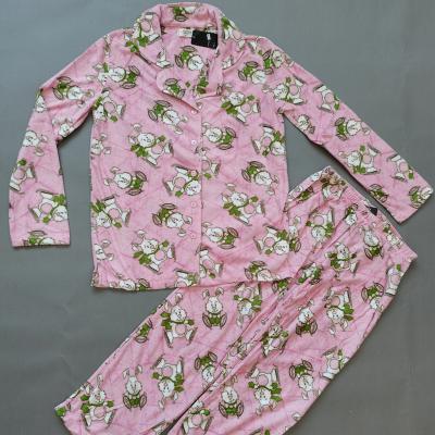 China New Design Custom Fleece Sleepwear Breathable Printed Women Shearling Pajamas Set for sale