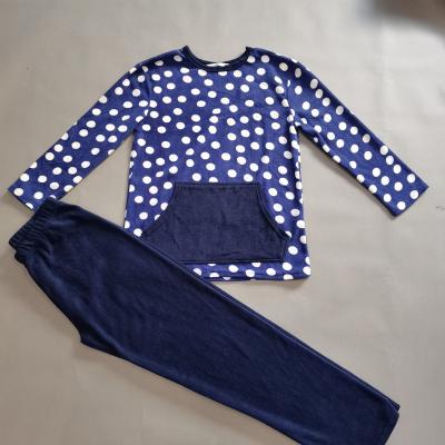 China Breathable Warm Sale Fleece Polka Dot Print Waist Pajamas Set For Women for sale