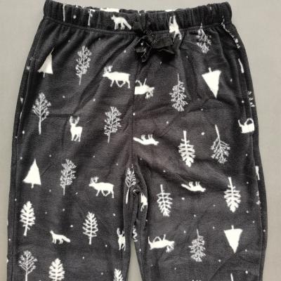 China Customized Christmas Printed Fleece Thermal Night Sleep Wear Mens Pants for sale