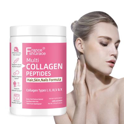 China Adult Multi Collagen Peptides Powder Capsules Hydrolyzed Supplement 5 Collagen Peptides For Skin Hair Nails Joins Immune System for sale