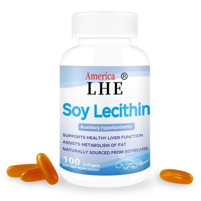 China Dietary Supplement 500mg 100 Softgels Non-GMO Men Soy Free Lecithin Capsules Auxiliary Supplement Gluten Lowering Blood Fat for sale