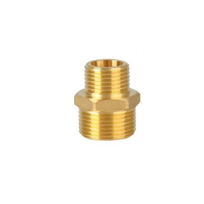 China Custom Size Brass Double Thread Connector Brass Reducing Hex Nipple Pipe Fittings for sale