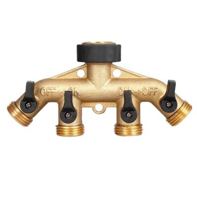 China Brass 1 In 4 Water Diverter Full Copper With Tape 5 Way Adhesive High Pressure Water Pipe Connection for sale