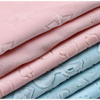 China Best Selling Soft QUICK DRY Polyester Baby Cotton Jacquard Flannel Fleece Laminated Fabric For Pajamas for sale