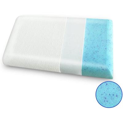 China Anti-Static Gel Memory Foam Pillow For Bed Sleep Cervical Gel Cooling Cutout Support Airy Pillow for sale