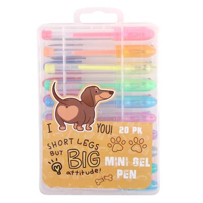 China Custom Wholesale Dachshund Print 20 Pack 0.5mm Cute Cute Gel Pen Set BETWEEN PITS Normal for sale