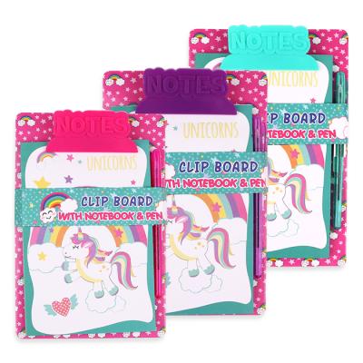 China Clipboard with Notepad LW7705 BETWEEN THE PITS Mini Unicorn Design Stationery Clipboard Custom Made with Notepad for sale