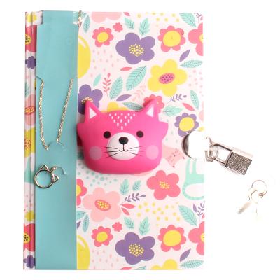 China Decompression Notebook with Lock 2021 BETWEEN THE PITS Custom Decompression Notebook with Lock Pink Cat Daily Stationary Notebook for sale