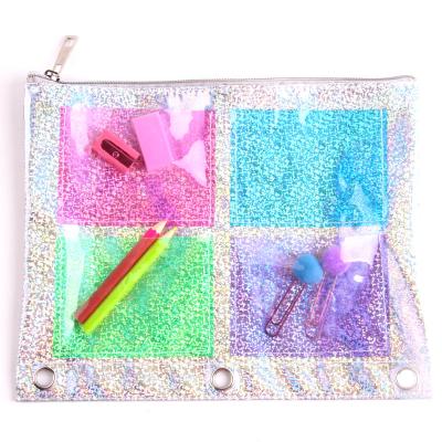 China School pencil case with pocket 2021New fashion silver pencil case BETWEEN THE PITS silver pencil case with colorful pocket for wholesale for sale