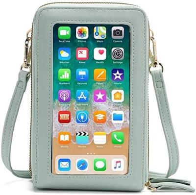 China Anti-fall Wallet Mobile Phone Shoulder Bag Lightweight Waterproof Leather Cell Phone Bag Cross - Body for sale