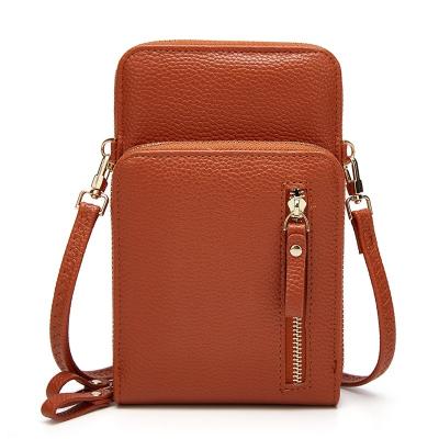 China Multifunctional Anti-fall Coin Clips Shoulder Messenger Bags Women Wallet Mobile Phone Bag for sale