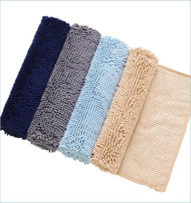 China 3pcs Chenille Anti Skid Bath Mats Custom Bathroom Soft Microfiber Polyester Cover for sale