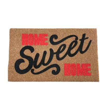 China Stain Resistant Entrance Entrance Durable Coir Outdoor Door Mat Customized Offset Printing Artificial Coconut Door Mat for sale