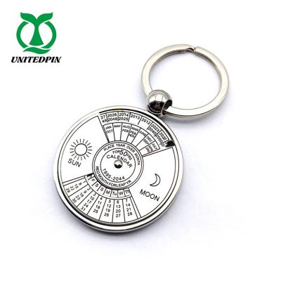 China Global Factory Direct Bulk Sale 50 Years Perpetual Calendar Metal Key Ring Custom Keychain Key Chain for sale