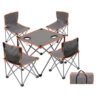 China Modern Oxford Fabric Folding Table With Four Chairs 5 Piece Outdoor Folding Table And Chair Set Bundles for sale