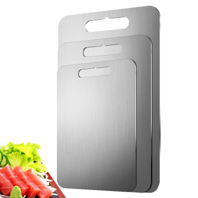 China Viable Size And Logo 304 Stainless Steel Cutting Board Customizable Vegetable And Fruit Metal Home Cooking Chopper for sale