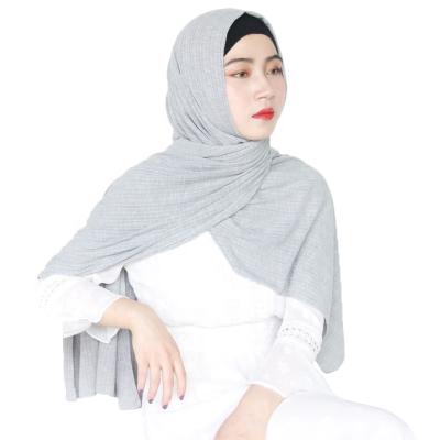 China New Jersey Baotou Wrinkle Arab Women's Hijab Monochrome Viscous Pleated Scarf for sale