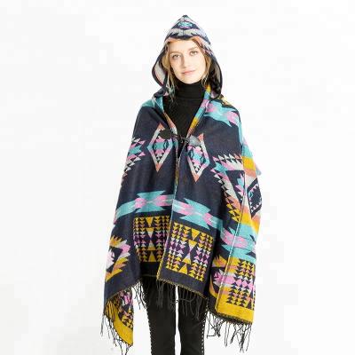 China Wholesale New Europe America Hooded Coat Tassel Wool Cashmere Pashmina Acrylic Shawl Scarves for sale