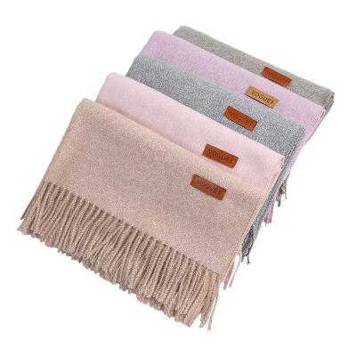 China 2020 Fashion Cashmere Women Pashmina Acrylic Solid Shawl Wool-Acrylic Mixed Color Single Scarf for sale