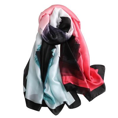 China High Quality Imitation Silk Women's Satin Print Shawls Oversized Imitation Silk Scarf for sale