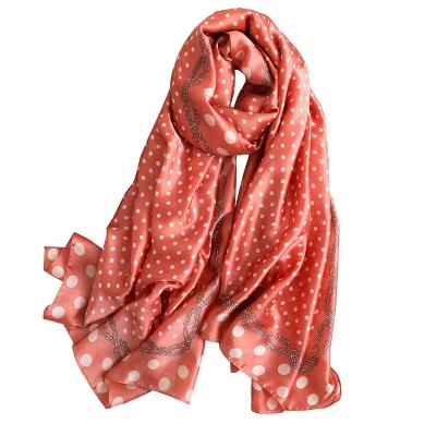 China High Quality Dot Chain Print Imitation Silk Satin Women's Scarf Newest Spring Imitation Silk Fashion for sale