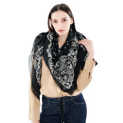 China Latest Polyester Wholesale Fashion Soft Polyester Tassel Solid Color Thin Square Neck Scarf Shawl for sale