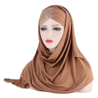 China Muslim Sequin Polyester Wholesale Women Turban Hijab Two Piece Set for sale