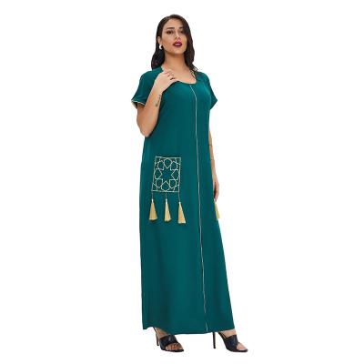 China Wholesale Fashion Dubai Islamic Muslim Women Short Sheath Kaftan Dresses Abaya Casual Clothing M-L-XL-2XL for sale