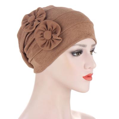 China Wholesale Muslim Dobby Women Flower Hood Turban Covers Headwear for sale