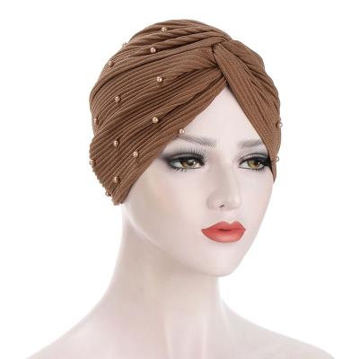 China Wholesale Muslim Dobby Women Dobby Pearl Instant Inner Head Cowl Turban Hats for sale