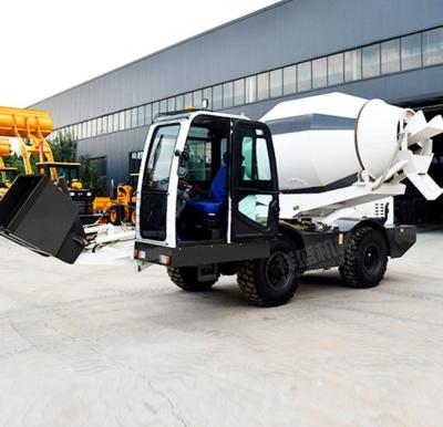 China Small Concrete Mixing Truck with Mortar Cement Mixing Tank and 4-Way Automatic Feeding for sale