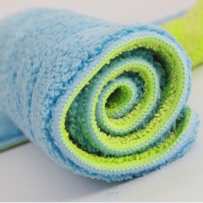 China Sustainable Manufacturer microfiber clamp mop head green and blue color thickness water absorption mop cloth for sale