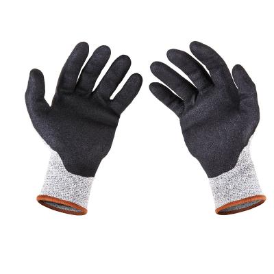 China Non Slip Custom 13 Gauge Cut Resistant Level 5 Safety Nitrile Coated Work Gloves for sale