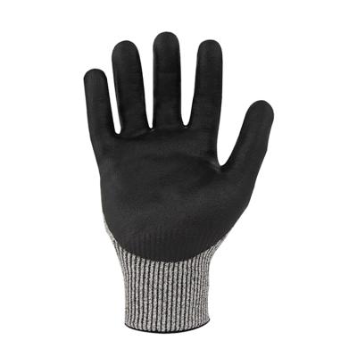 China Safety Resistance Black Cut Palm Coated Work Glove Non Slip For Handling Protecting for sale