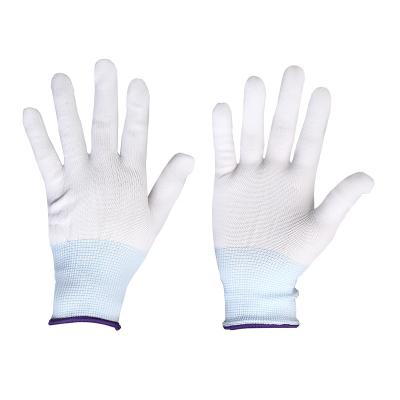 China Non-Slip Industrial Cleanroom Anti-Static Nylon ESD Knitted White Anti-Slip Work Gloves for sale