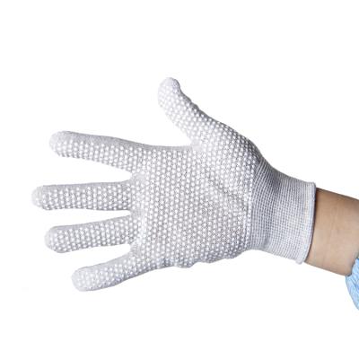 China Non-slip Anti-Static Gloves Plastic Belt Point Non-Slip Stick ESD Work Nylon Gloves for sale