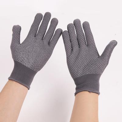 China Non-slip Custom Logo Knitted 13 Gauge Nylon Liner PVC Dotted Safety Garden Gloves for sale