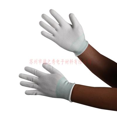 China Wholesale Non-slip White PU Esd Knitting PU Plam Coating Glove Carbon Fiber Anti-Static Top Fit Gloves for sale