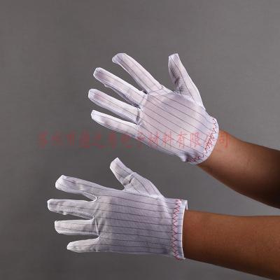 China Industrial Antistatic Cleanroom Polyester Antistatic Stripe Knitted Protective Household Esd Safety Glove for sale