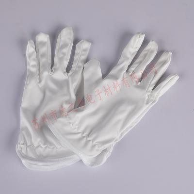 China Anti-Static Custom White Stretch Dust Fingerprint Resistant Microfiber Jewelry Tag Gloves for sale