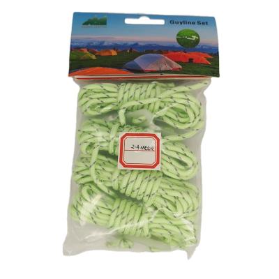 China Camping NO.58 2.4M 4 bundles bag bundle with tag glow in the dark tent ropes 4mm tent pp rope for sale