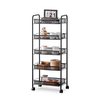 China 2/3/4 Layer Sustainable Gap Bathroom Slide Thin Overhead Garage Storage Rack Kitchen With Wheels 4 Tier Kitchen Storage Rack for sale