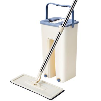 China Sustainable 360 ​​Rotation Broom Flat Floor Mop And Bucket Set Factory Adjustable Stainless Steel Handle for sale