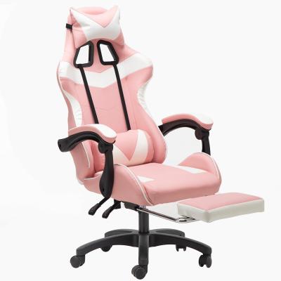 China Convertible Luxury Gamer Gaming Computer Chair Massage PU Leather Led RGB Purple Black White Pink Scorpion Racing Gaming Chair With Footstool for sale