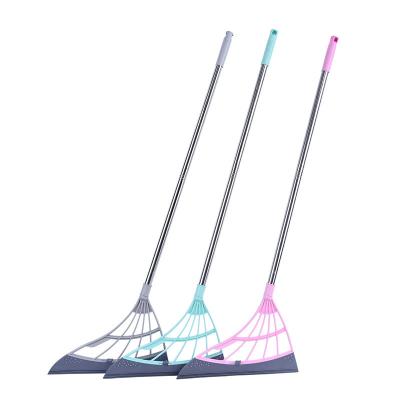 China Home Self Cleaning Broom Telescopic Magic Squeegee And Telescoping Extending Handle For Kitchen Bathroom Toilet Cleaning Tools for sale