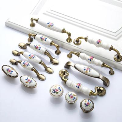 China Single Hole Desk Drawer Ceramic Handles And Knobs With Various Shape for sale